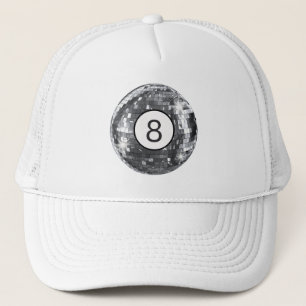 Trendy Disco Ball Motif, 8 Ball Art, Retro Vibes Trucker Hat