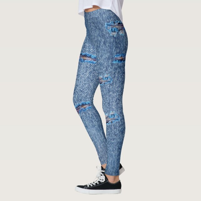 Trendy Distressed Look Denim Jeans Leggings (Left)