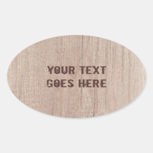 Trendy Distressed Text Brown Wood Board Look Oval Sticker