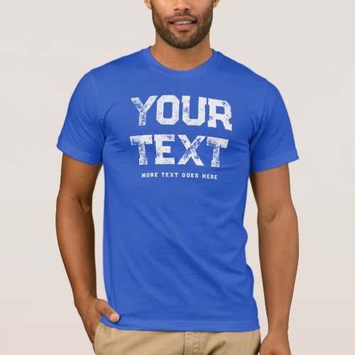 Trendy Distressed Text Mens Modern Royal Blue T_Shirt
