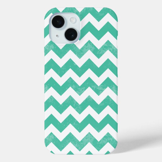 Trendy Distressed Worn Blue White Chevron Pattern Case-Mate iPhone Case (Back)
