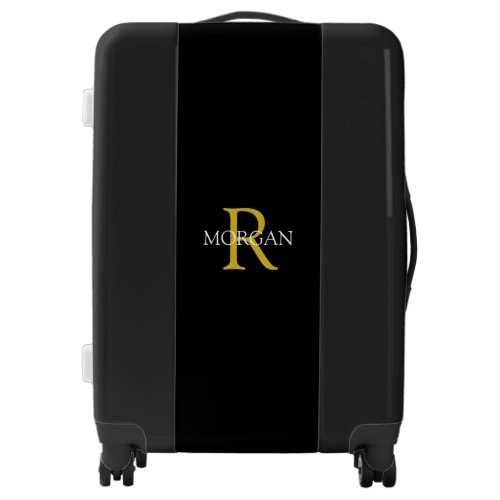 Trendy DIY Monogram  Name GoldWhite Text Black Luggage