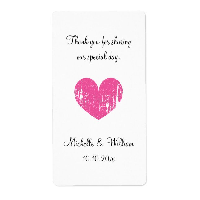 Trendy DIY wedding party wine water bottle labels (Front)