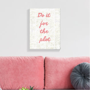 Trendy Do It For The Plot Pink Newspaper  Canvas Print