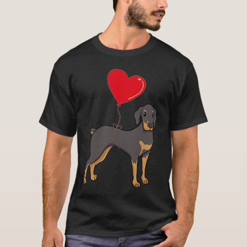 Trendy Doberman With Heart Balloon Valentines Day T-Shirt