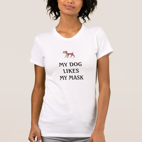 Trendy dog cartoon and calligraphy T_Shirt