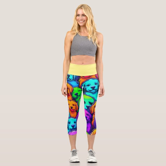 Trendy Dog Pattern for Pet Lovers Capri Leggings (Front)