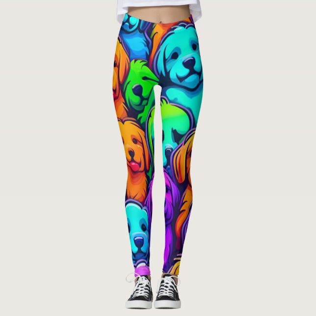 Trendy Dog Pattern for Pet Lovers Leggings (Front)