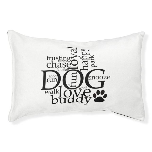 Trendy Dog Word Cloud Paw Print Pet Bed (Front)