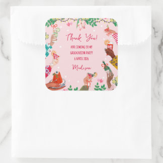 Trendy Doodle Cheers to Grad Photo Thank You Square Sticker