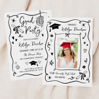 Trendy Doodle Graduation Party Photo