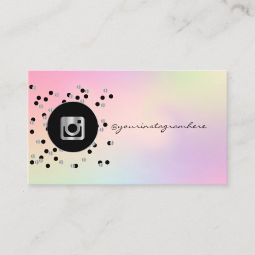 Trendy Dots Holographic Instagram Social Media Business Card