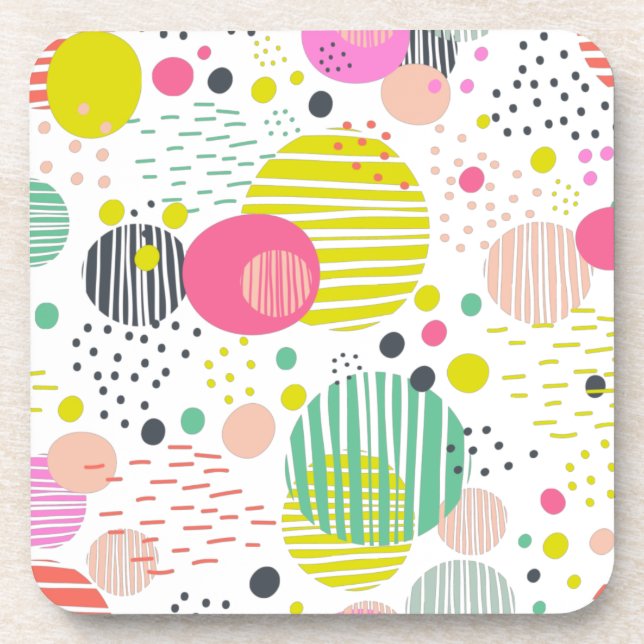 Trendy dots pattern throw pillow beverage coaster (Front)