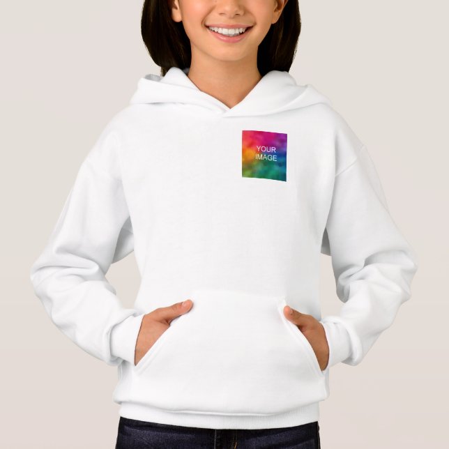 Trendy Double Sided Design White Template Girls Hoodie (Front)