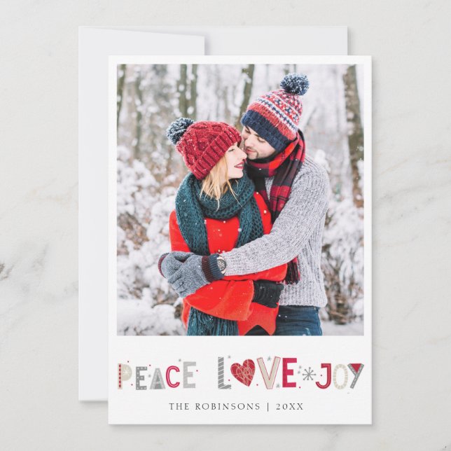 Trendy double sided merry christmas photo card (Front)