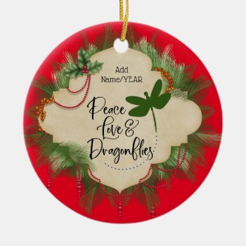 Trendy Dragonfly Christmas Holiday Ornament by PersonalCustom at Zazzle
