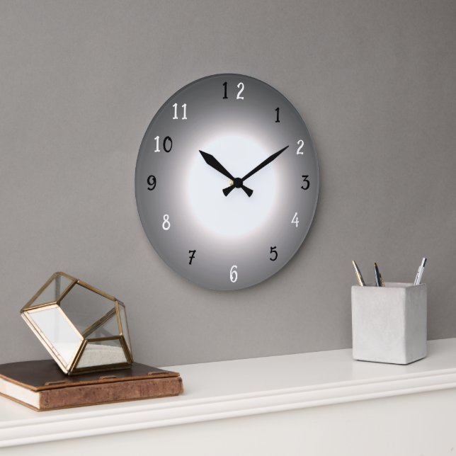 Trendy Dramatic Silver Grey Black Clock (Office)