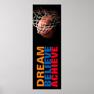 Trendy Dream Believe Achieve Basketball Door Poster