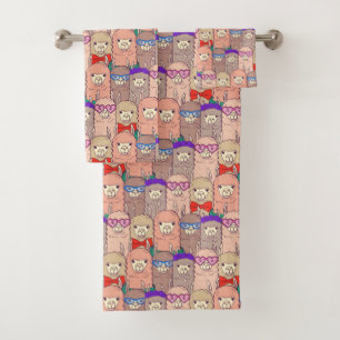 Trendy Dressed Llama Pattern Bath Towel Set