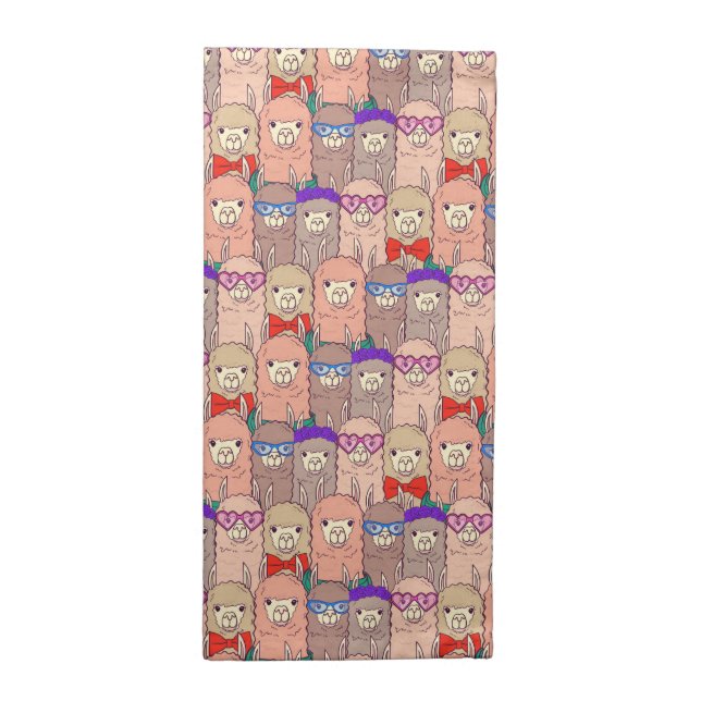 Trendy Dressed Llama Pattern Cloth Napkin (Half Fold)