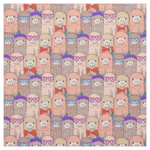 Trendy Dressed Llama Pattern Fabric