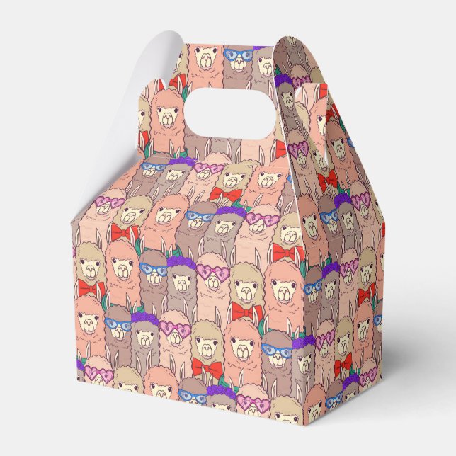 Trendy Dressed Llama Pattern Favor Boxes (Front Side)
