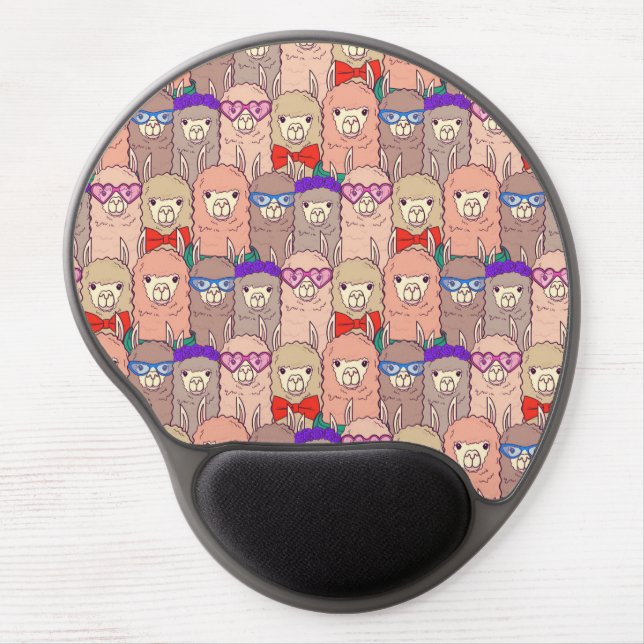 Trendy Dressed Llama Pattern Gel Mouse Pad (Front)