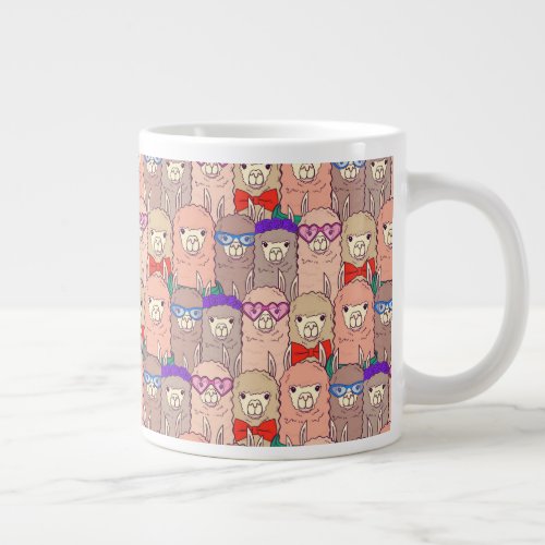 Trendy Dressed Llama Pattern Giant Coffee Mug