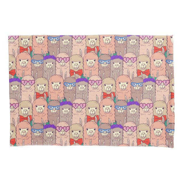 Trendy Dressed Llama Pattern Pillow Case (Front-Left)