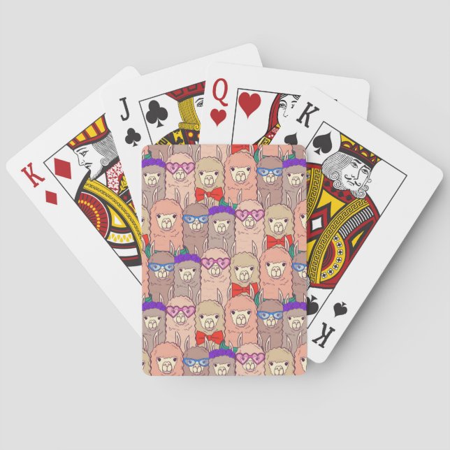 Trendy Dressed Llama Pattern Poker Cards (Back)