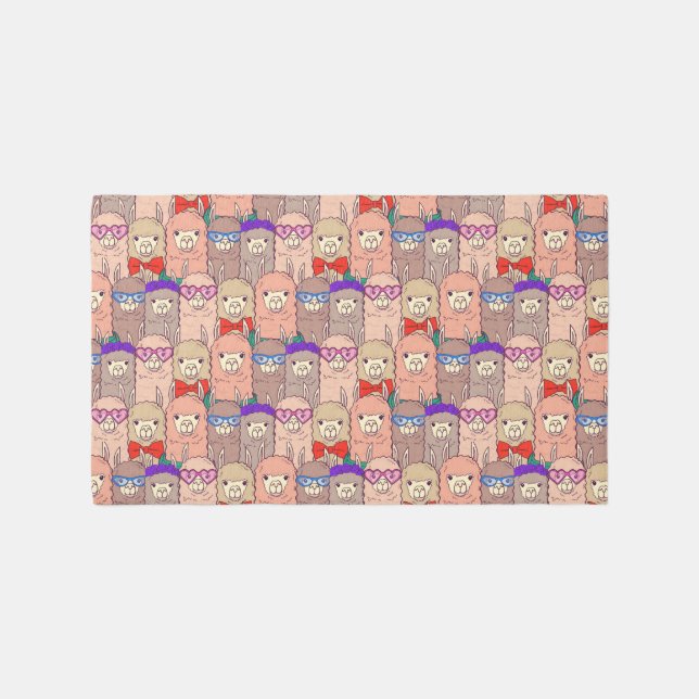 Trendy Dressed Llama Pattern Rug (Front)