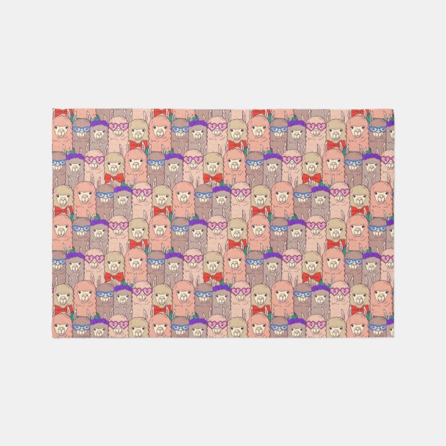 Trendy Dressed Llama Pattern Rug (Front)