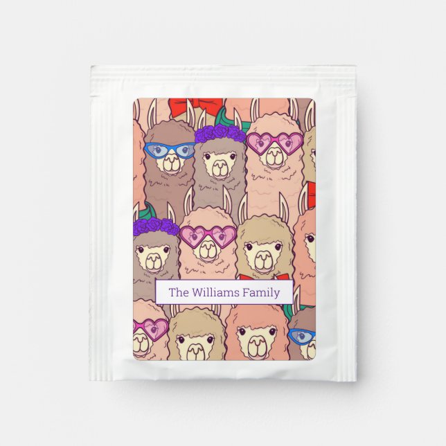 Trendy Dressed Llama Pattern Tea Bag Drink Mix (Front)