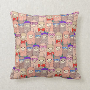 Trendy Dressed Llama Pattern Throw Pillow