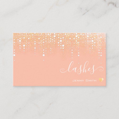 Trendy Dripping Light Gold Rain Pastel Pink Peach Business Card