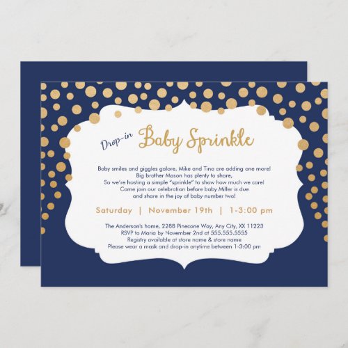 Trendy drop_in boy baby sprinkle invitations
