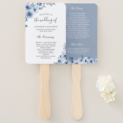 Trendy Dusty Blue Bohemian Floral Wedding Program Hand Fan - Trendy Dusty Blue Bohemian Floral Wedding Program Hand Fan. 
(1) For further customization, please click the "customize further" link and use our design tool to modify this template. 
(2) If you need help or matching items, please contact me.