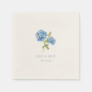 Trendy Dusty Blue Floral Hydrangea Event Wedding Napkins