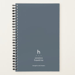 Trendy Dusty Blue Modern Monogram Notebook