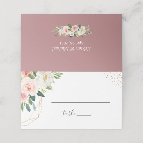 Trendy Dusty Rose Blush Pink Floral Wedding Place Card - Create your own Wedding Place Card with this "Modern Elegant Gold Blush Pink Floral Dusty Rose" template to match your colors and style. This high-quality design is easy to customize to be uniquely yours!  For further customization, please click the "customize further" link and use our design tool to modify this template. If you need help or matching items, please contact me.