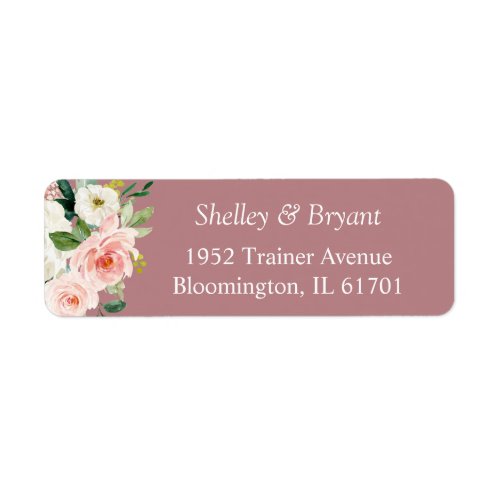 Trendy Dusty Rose Blush Pink Watercolor Floral Label - Trendy Dusty Rose Blush Pink Watercolor Floral Return Address Label. 
(1) For further customization, please click the "customize further" link and use our design tool to modify this template. 
(2) If you need help or matching items, please contact me.