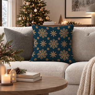 Trendy Earthy Scandinavian Snowflake Throw Pillow