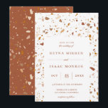 Trendy Earthy Terrazzo Artisan Frame Wedding Invitation<br><div class="desc">Trendy earth tone terrazzo pattern,  wedding invitation. Modern artisan stone pattern design in a rustic chic color palette of terracotta,  rust and sandy beige. Simple and elegant typography design style template in coordinating terracotta color fonts. Card features rust orange color backing and matching terrazzo pattern.</div>