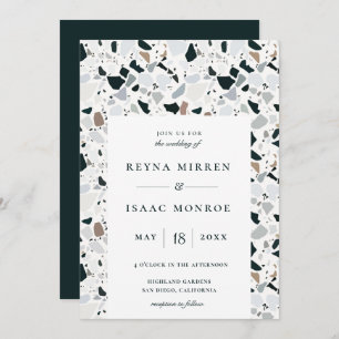 Trendy Earthy Terrazzo Artisan Frame Wedding Invitation