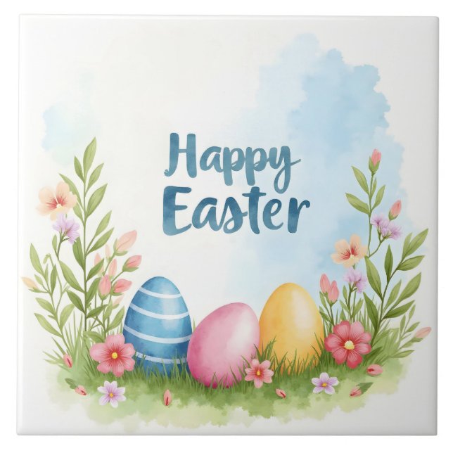 Trendy Easter Eggs Beautiful Collection Ceramic Tile (Front)
