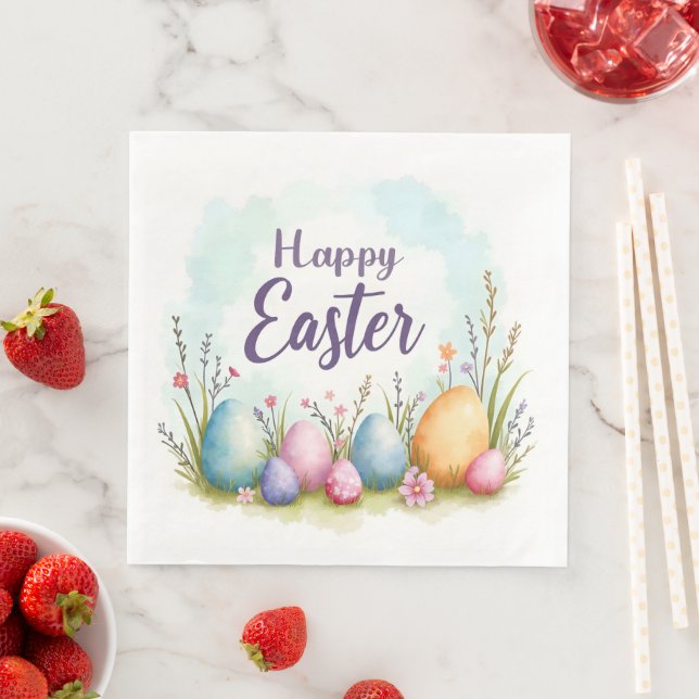 Trendy Easter Eggs Beautiful Collection Paper Dinner Napkins (Insitu)