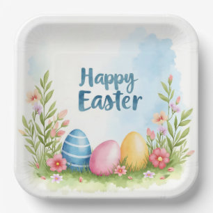 Trendy Easter Eggs Beautiful Collection Paper Plates