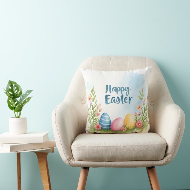 Trendy Easter Eggs Beautiful Collection Throw Pillow (Chair)
