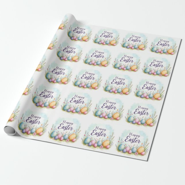 Trendy Easter Eggs Beautiful Collection Wrapping Paper (Unrolled)