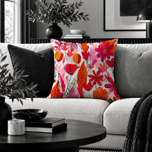 Trendy Eclectic Floral Accent Throw Pillow Design